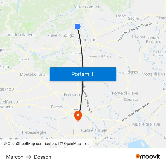 Marcon to Dosson map