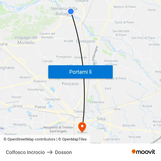 Colfosco Incrocio to Dosson map