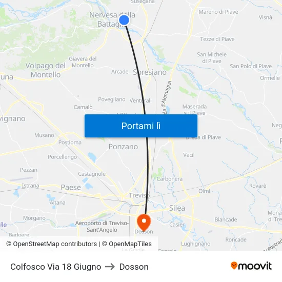 Colfosco Via 18 Giugno to Dosson map