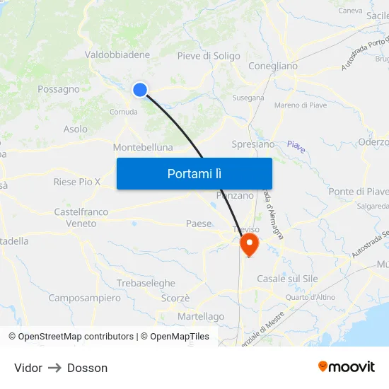 Vidor to Dosson map