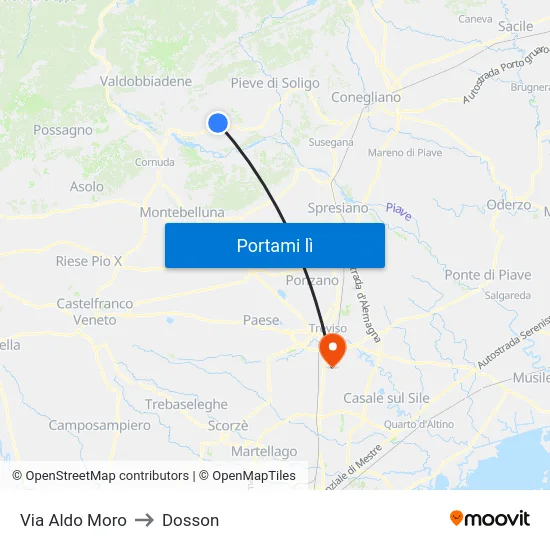 Via Aldo Moro to Dosson map