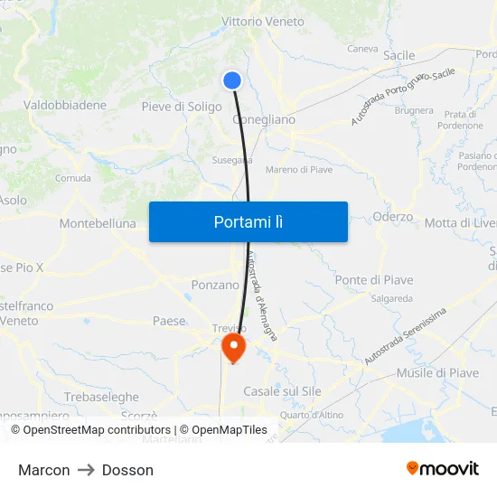 Marcon to Dosson map