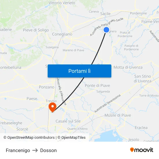 Francenigo to Dosson map