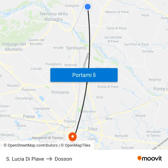 S. Lucia Di Piave to Dosson map