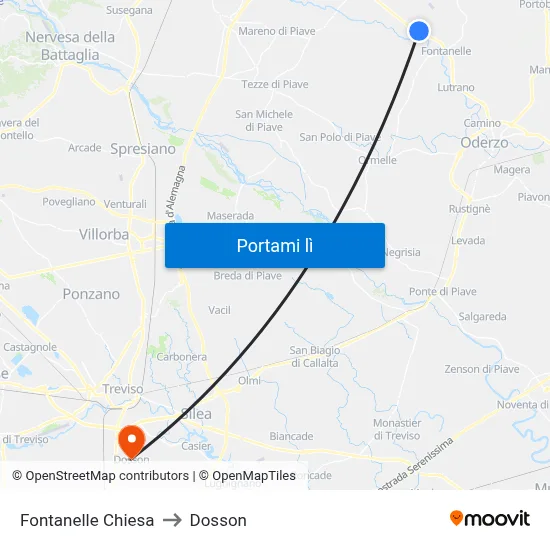 Fontanelle Chiesa to Dosson map