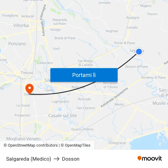 Salgareda (Medico) to Dosson map