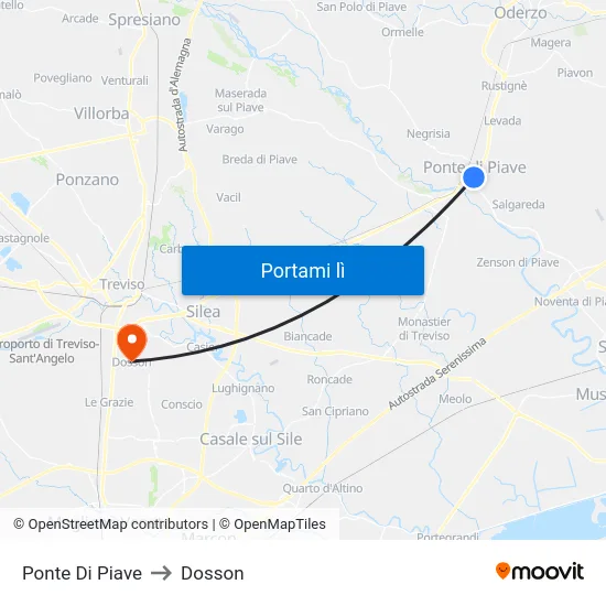 Ponte Di Piave to Dosson map