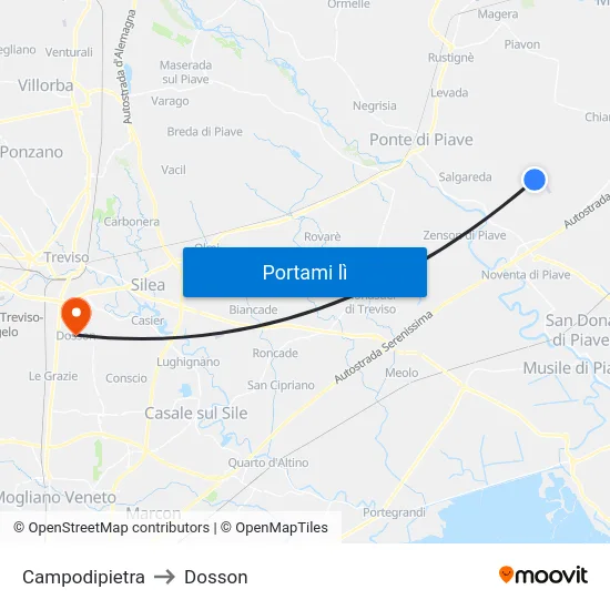 Campodipietra to Dosson map