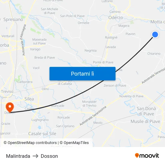 Malintrada to Dosson map