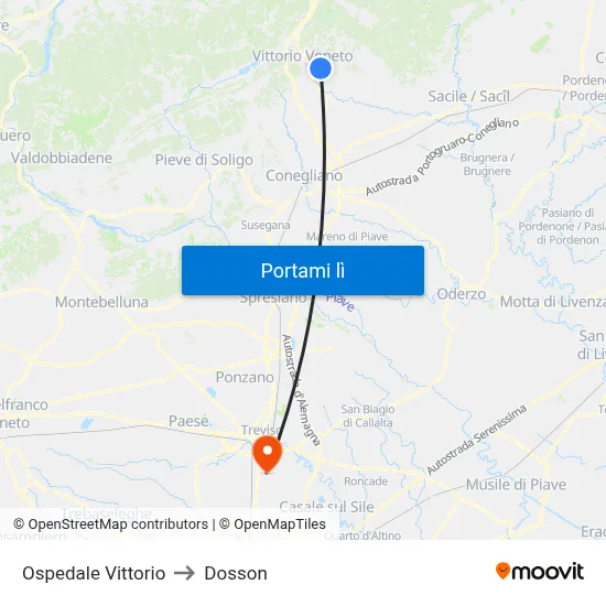 Ospedale Vittorio to Dosson map