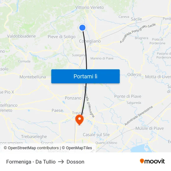Formeniga - Da Tullio to Dosson map