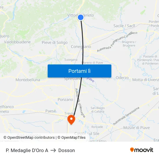 P. Medaglie D'Oro A to Dosson map