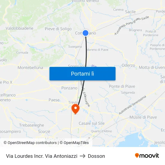 Via Lourdes Incr. Via Antoniazzi to Dosson map