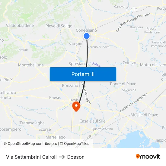 Via Settembrini Cairoli to Dosson map