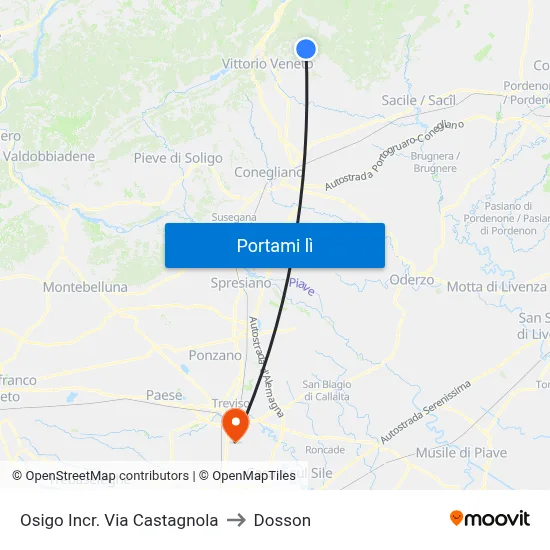 Osigo Incr. Via Castagnola to Dosson map