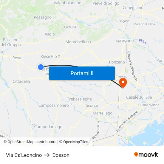 Via Ca'Leoncino to Dosson map