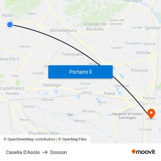 Casella  D'Asolo to Dosson map