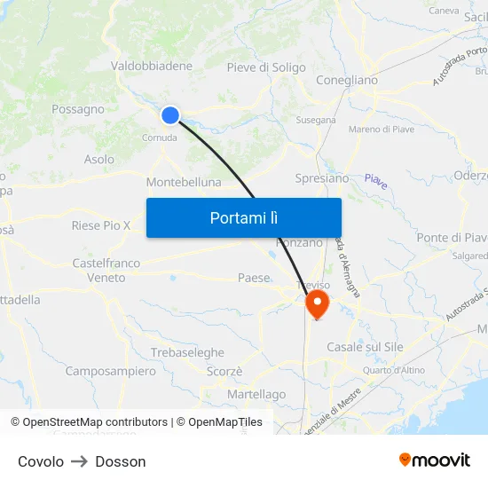 Covolo to Dosson map