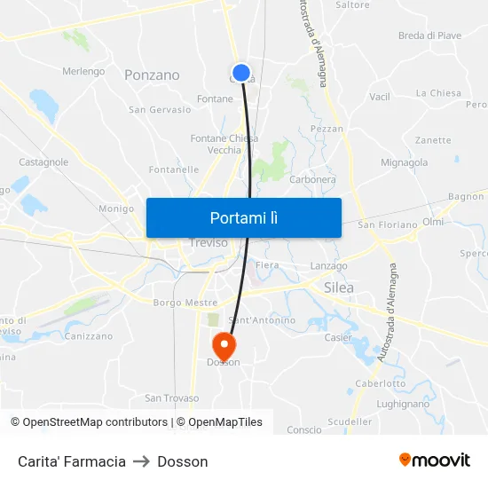 Carita' Farmacia to Dosson map