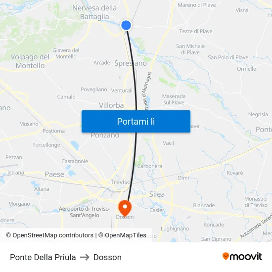 Ponte Della Priula to Dosson map