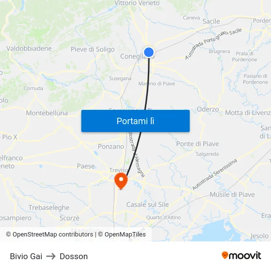 Bivio Gai to Dosson map