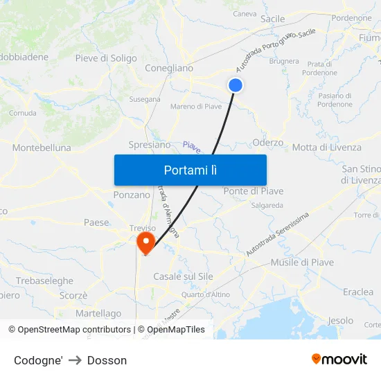 Codogne' to Dosson map