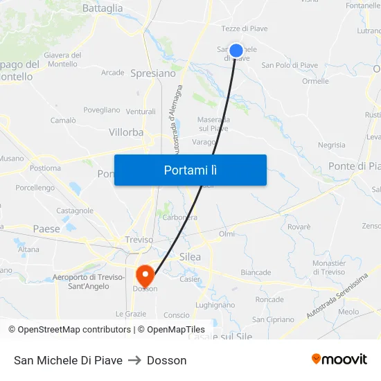 San Michele Di Piave to Dosson map