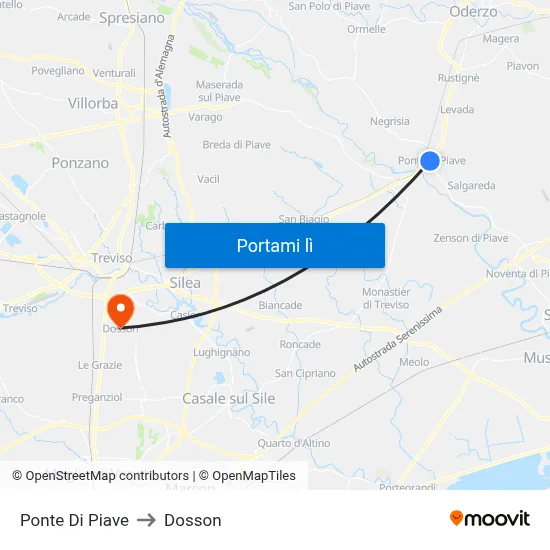 Ponte Di Piave to Dosson map