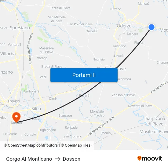 Gorgo Al Monticano to Dosson map
