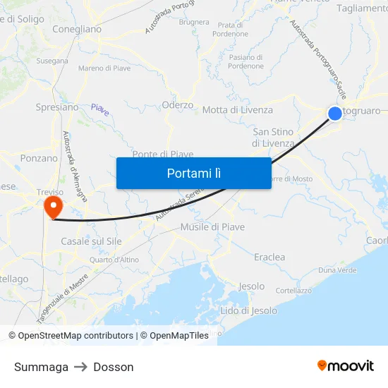 Summaga to Dosson map