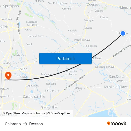 Chiarano to Dosson map