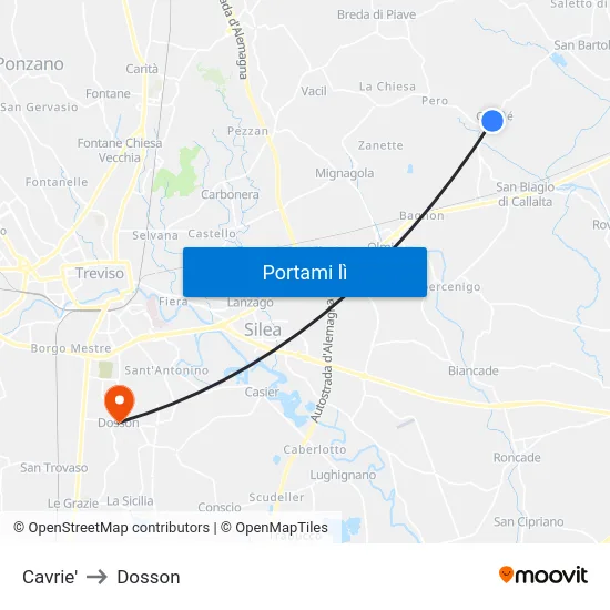 Cavrie' to Dosson map