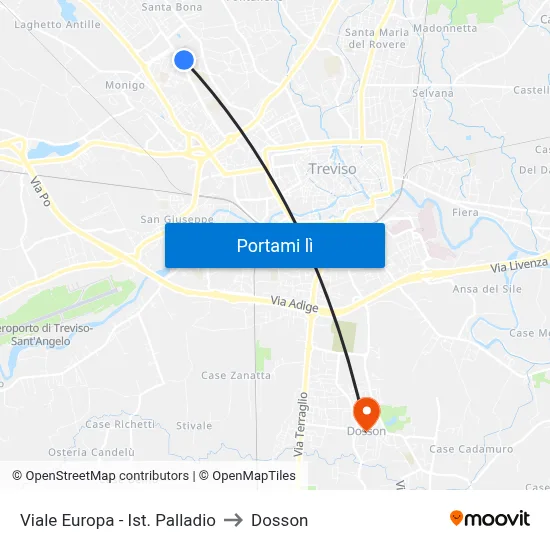 Viale Europa - Ist. Palladio to Dosson map