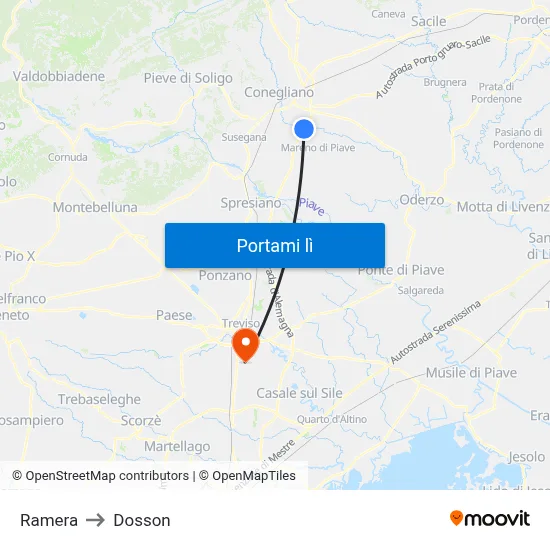 Ramera to Dosson map