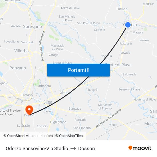 Oderzo Sansovino-Via Stadio to Dosson map