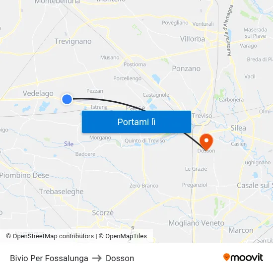 Bivio Per Fossalunga to Dosson map
