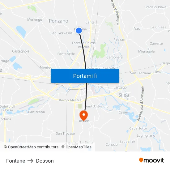 Fontane to Dosson map