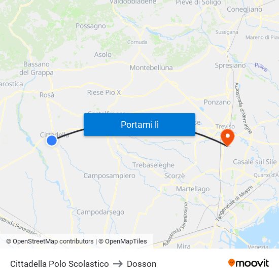 Cittadella Polo Scolastico to Dosson map