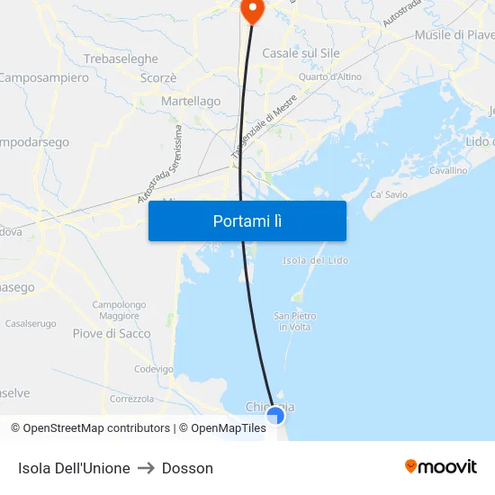 Isola Dell'Unione to Dosson map