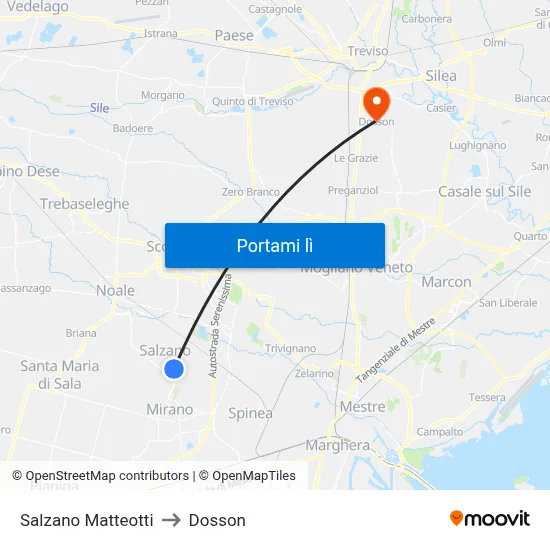 Salzano Matteotti to Dosson map