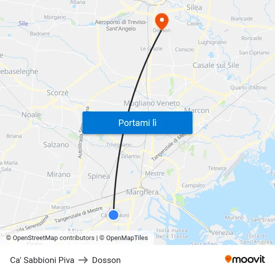 Ca' Sabbioni Piva to Dosson map