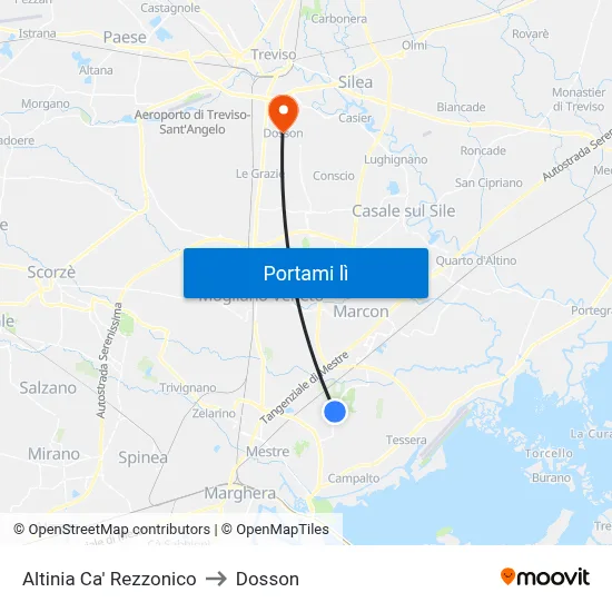 Altinia Ca' Rezzonico to Dosson map