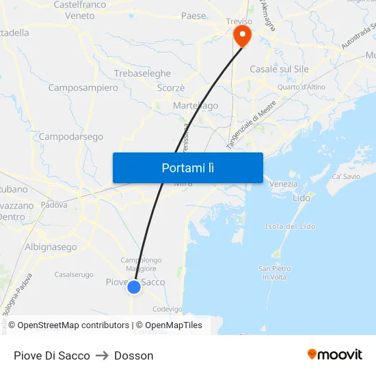 Piove Di Sacco to Dosson map