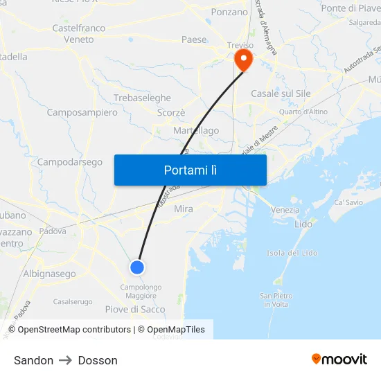 Sandon to Dosson map