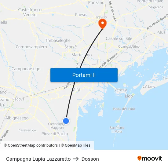 Campagna Lupia Lazzaretto to Dosson map