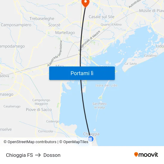 Chioggia FS to Dosson map