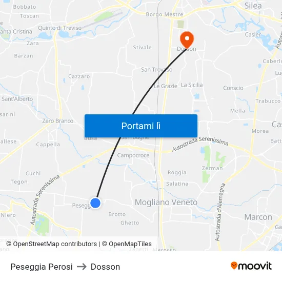 Peseggia Perosi to Dosson map