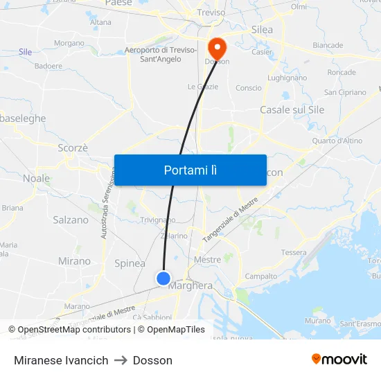 Miranese Ivancich to Dosson map