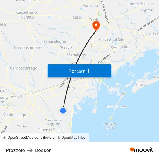 Prozzolo to Dosson map