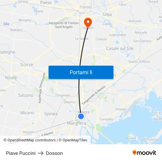 Piave Puccini to Dosson map